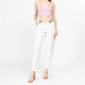 XS 80s White Corduroy High Waisted Pants 24"