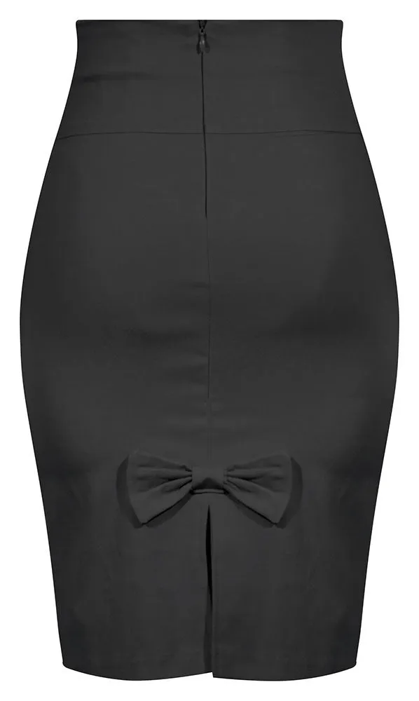 Z - Black Bow Back Pencil Skirt