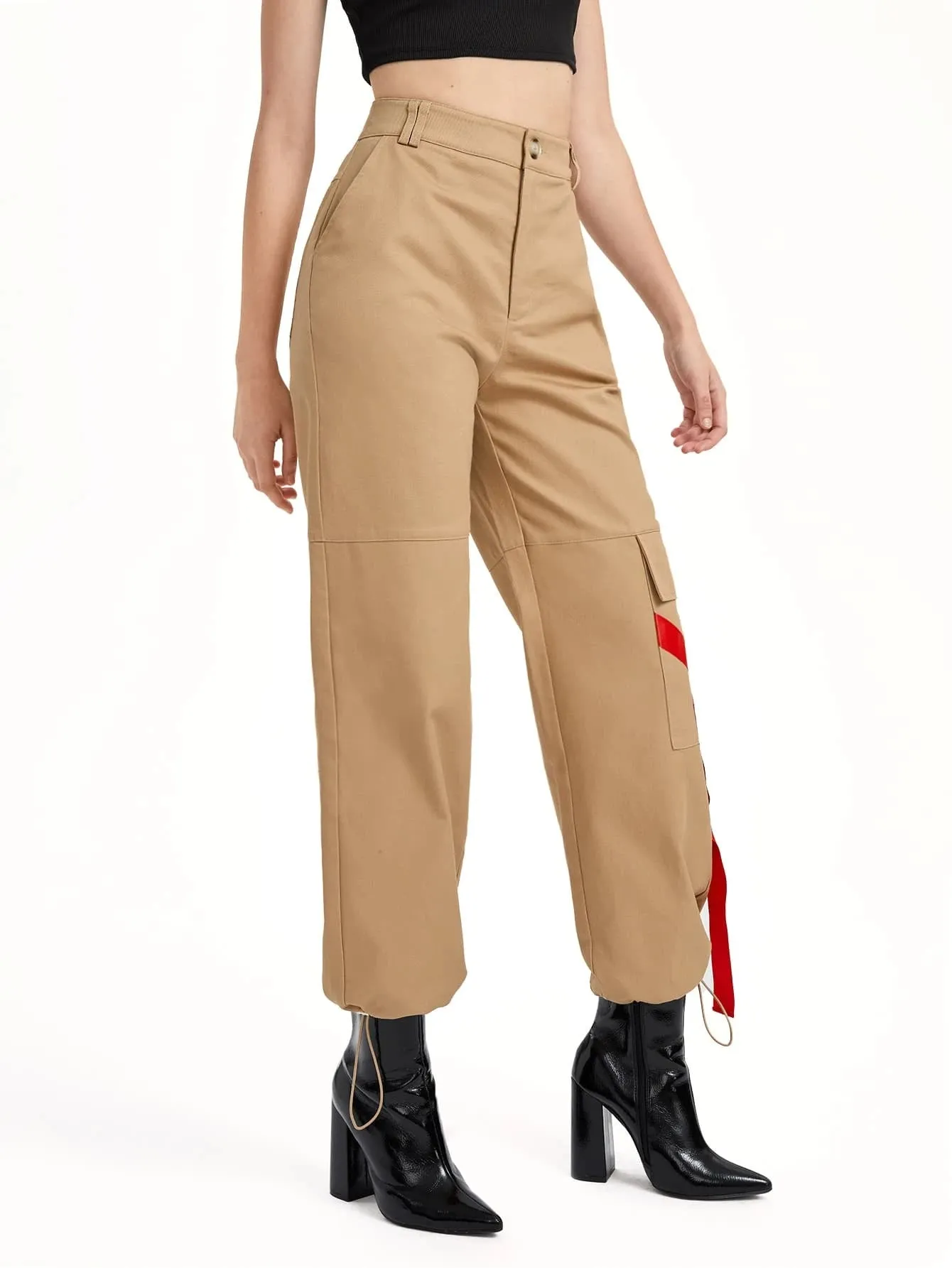 Zipper Fly Flap Pocket Cargo Pants